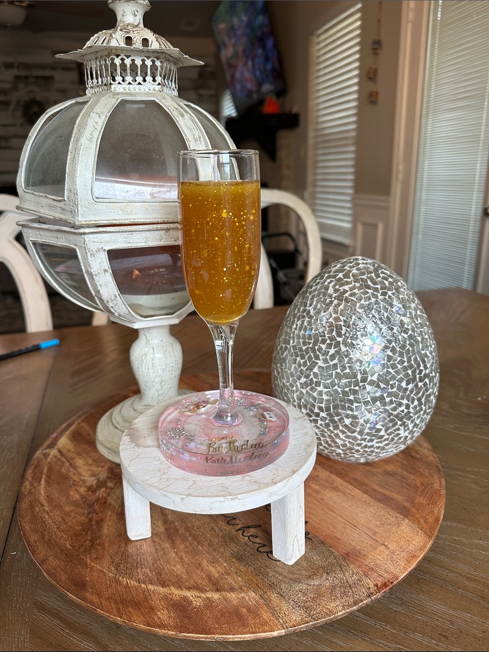 🎉Birthday🎉Glass Champagne Flute gel wax candle-vanilla coconut